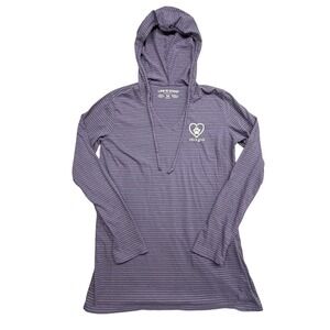 Life is Good Womens Crusher-Lite Striped Hoodie Purple Heart Paw Print Size M